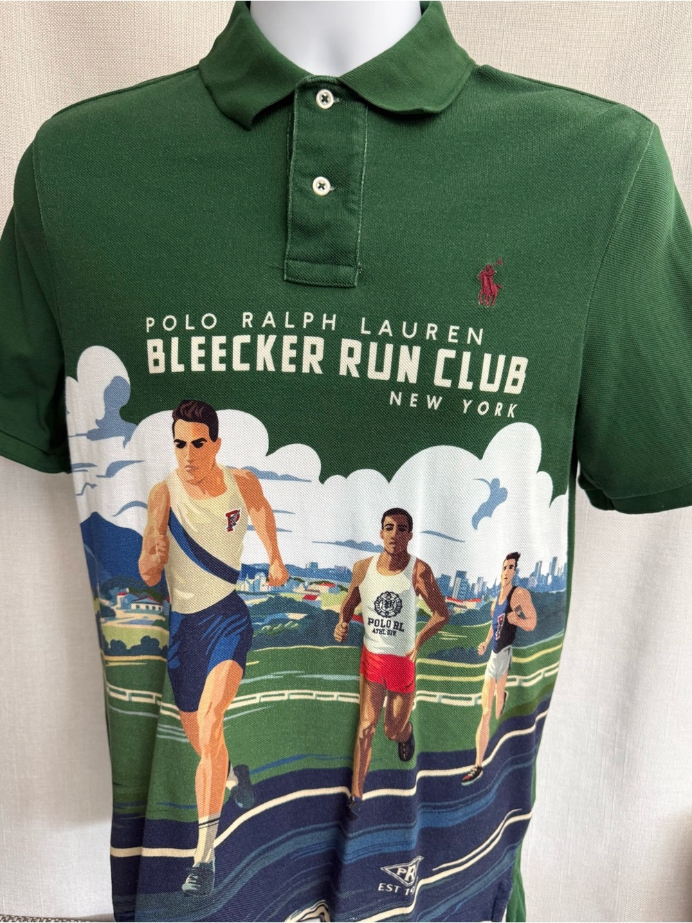 Ralph Lauren Green Bleecker Run Club Graphic Polo
